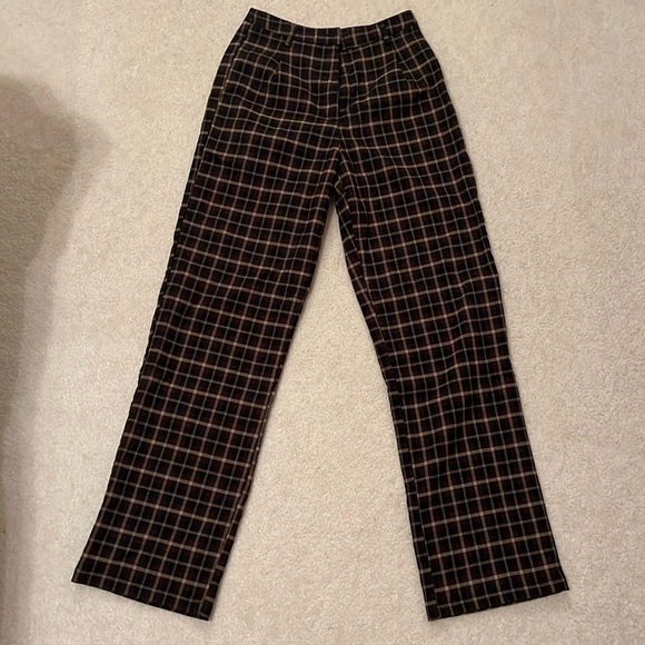 brandy melville straight leg plaid pants - Picture 1 of 2